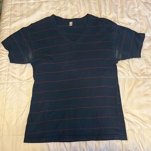 American apparel, V-neck striped T-shirt blue/red medium size